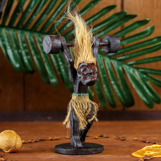 Сувенир «Абориген-штангист», 30 см, дерево