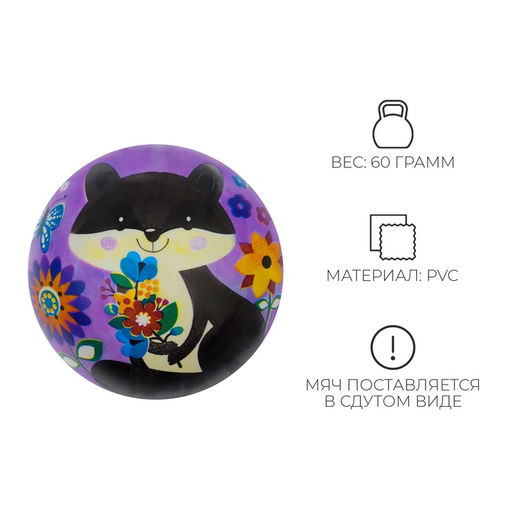 Мяч детский ZABIAKA Енотик, d=22 см, 60 г  фото 3