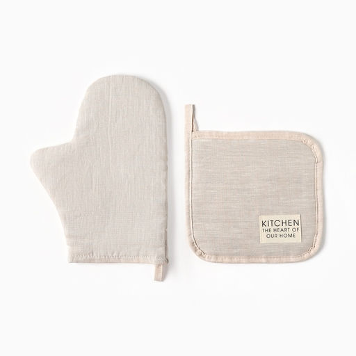 Кухонный набор «Этель» Magnifica: варежка 20×28 см, прихватка 19×19 см, лён 100%, 180 г/м²