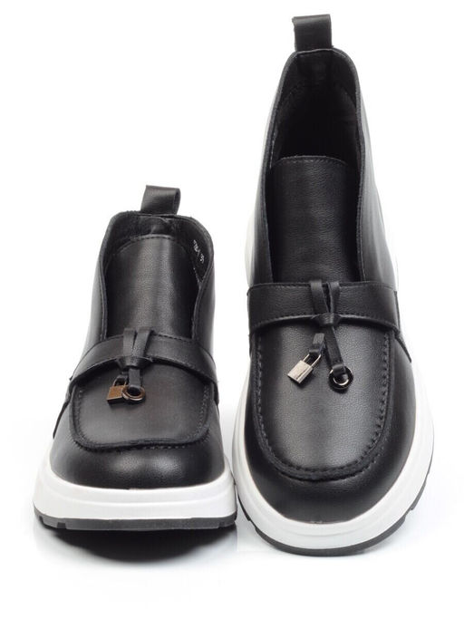 01-5281-1BLACK Ботинки демисезонные женские (натуральная кожа, байка)