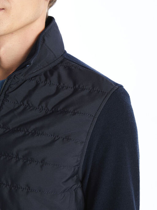 Dik Yaka Uzun Kollu Erkek Kal?n Fermuarl? Sweatshirt