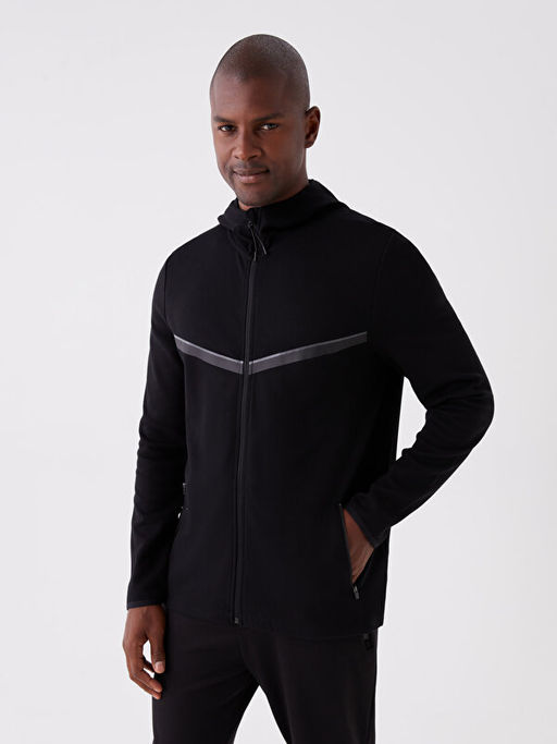 Kap??onlu Uzun Kollu Erkek Fermuarl? Sweatshirt