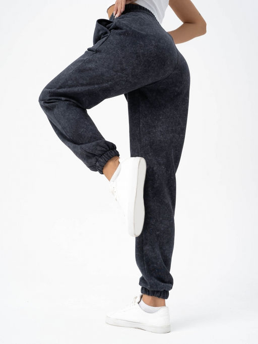 эффект варенки! Брюки джоггеры из футера 3-х нитки с петлей,графитовый - Binita фото 4