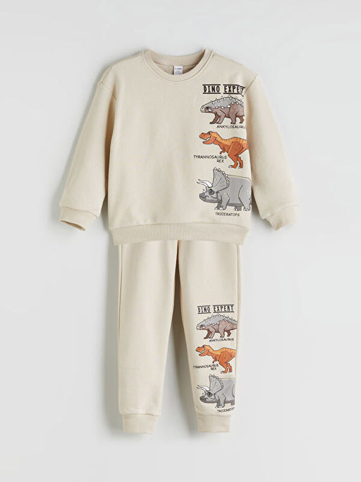 Dinazor Bask?l? Erkek ?ocuk Sweatshirt ve E?ofman Alt 2li