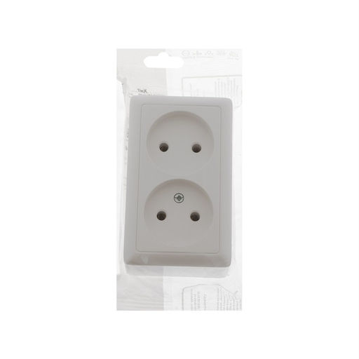 Цена за 2 шт. Розетка двойная SE «Хит», 16 А, 250 В, накладная, без з/к, IP20, белая, RA16-237-B