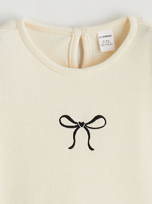 Bisiklet Yaka Fiyonk Nak??l? K?z ?ocuk Ti??rt