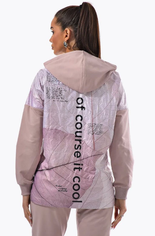 Толстовка из футера комбинированного с принтованной плащевой тканью - А+б коллекция фото 98