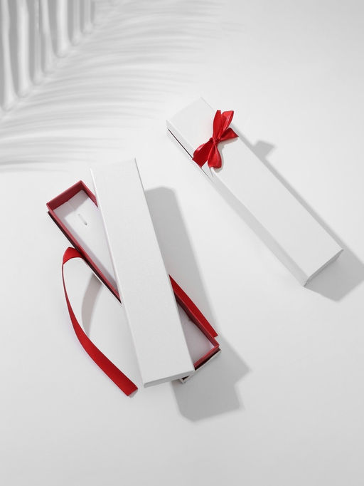 Набор коробочек под браслет/цепочку/часы 6шт. "Лента", 21*4, цв бело-бордовый  (5050517)