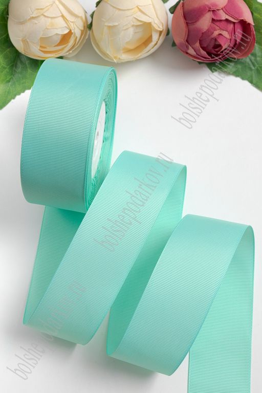 Лента репсовая 4 см*20 ярд (SF-3452) светло-аквамариновый №218