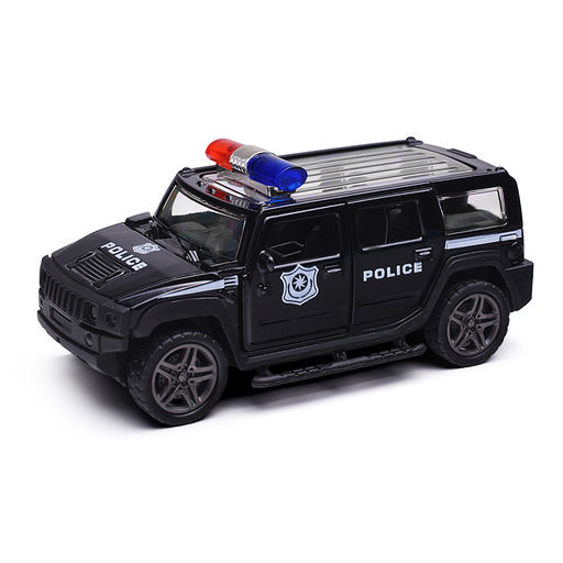 Чёрная инерционная служебная машинка с мигалкой die-cast,1:32, открывающиеся двери