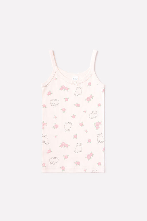 К 1082/котики в цветах на светлом жемчуге, майка