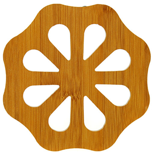 Подставка бамбук/МДФ под горячее Ромашка д14,5х0,5см, в п/эт упаковке (Китай) - Домашняя мода фото 2