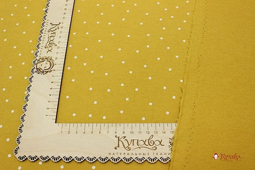 Теплый хлопок Россыпь гороха на горчичном, ш.1.5м, хлопок-100%, 160гр/м.кв - Купава фото 2