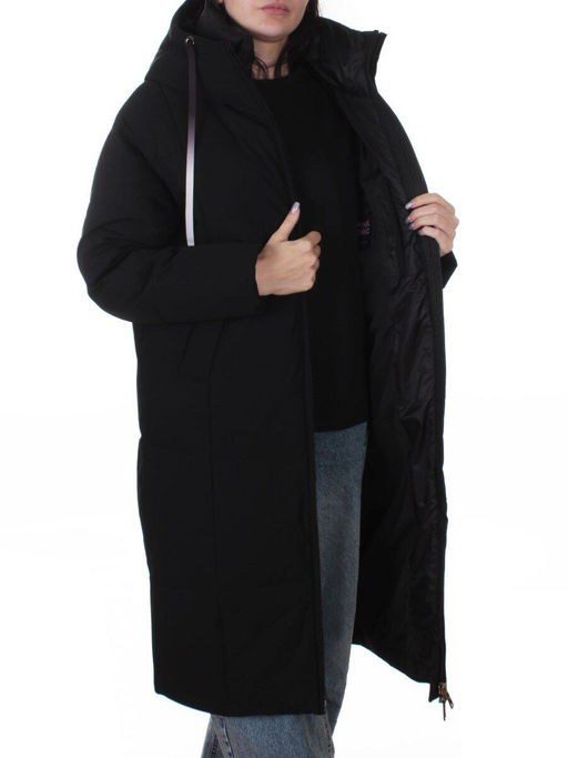 W8236M BLACK Пальто зимнее женское оверсайз (200 гр. био-пух)