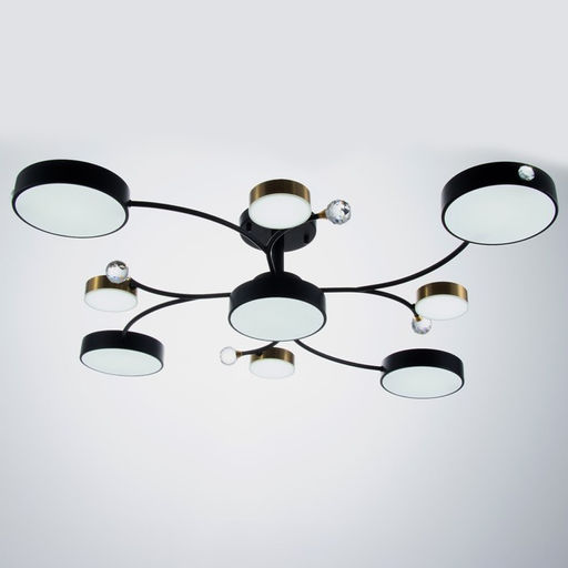 Люстра «Терра» 9хLED 168 Вт 3000-6000К черно-золотой 80×80×21 см BayerLux