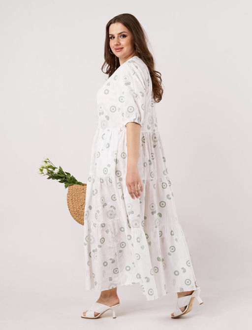 Платье ANDINA CITY 806-2 белое в круги фото 4