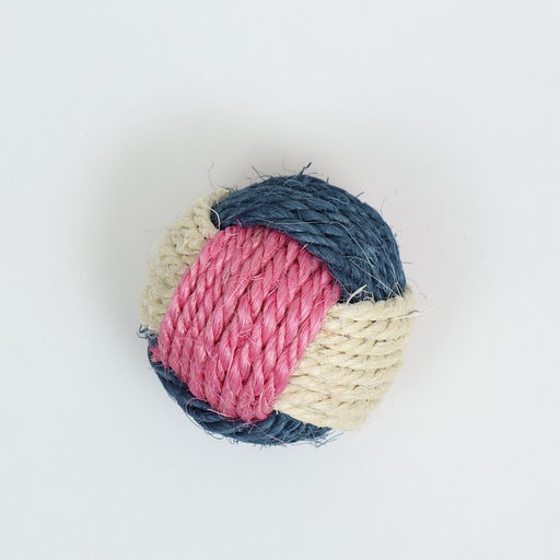 Шарик переплетеный из сизали, 6 см, белый/синий/розовый - Пижон фото 2