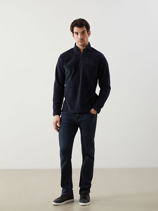 Dik Yaka Uzun Kollu Polar Erkek Sweatshirt