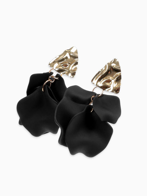 Серьги ассорти «Ветер» мятые треугольники, цвет чёрно-золотой