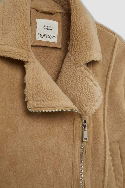 Куртка для девочки с воротником и плюшевой подкладкой - Defacto фото 8