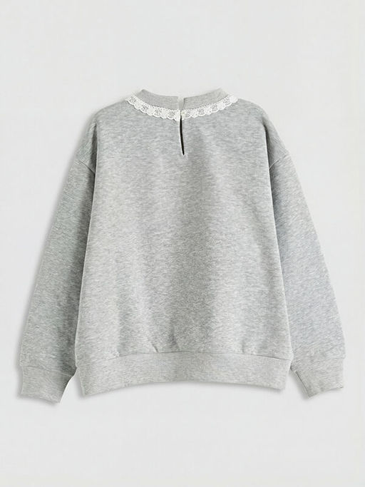 Dantel Detayl? K?z ?ocuk Kal?n Sweatshirt