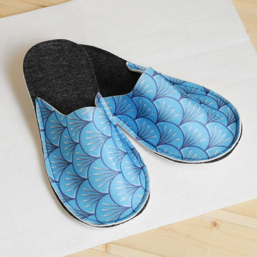 Набор для бани с принтом Водяной дракон: шапка, тапки, коврик, голубой, р. 41-43 - Simaland фото 4