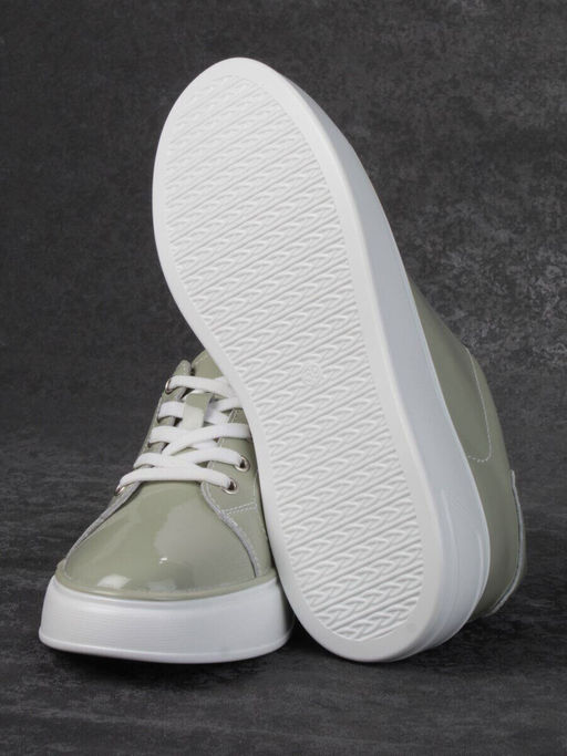 05-PDD215-3 GRAY GREEN Кроссовки женские (натуральная кожа)