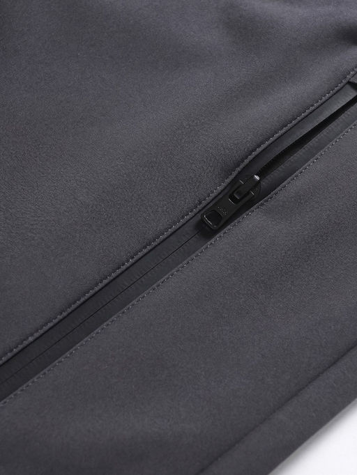 Ветровка мужская софтшелл виндстоппер с капюшоном спортивная темно-серого цвета 9615_1TC