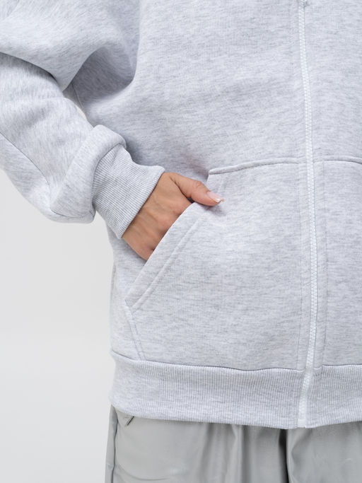 Толстовка футер 3х нитка с начесом,серый меланж - Binita фото 7