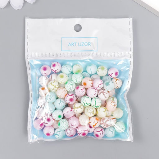 Бусины для творчества пластик Кракелюр пастельные тона набор 20 гр d=0,8 см - Арт узор фото 4