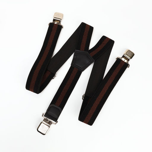 Подтяжки взрослые «Великан» для полных, ширина 3.8 см, чёрный/коричневый