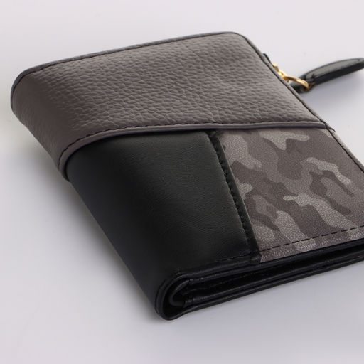 Кошелёк женский на кнопке, 11.5×2×9 см, комбинированный, серый