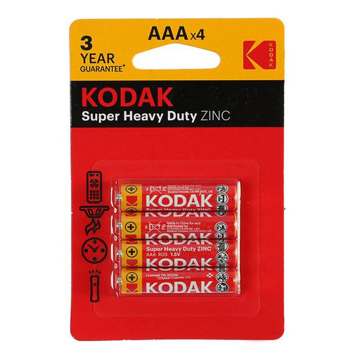 Цена за 2 шт. Батарейка солевая Kodak Super Extra Heavy Duty, AAA, R03-4BL, 1.5 В, блистер, 4 шт.