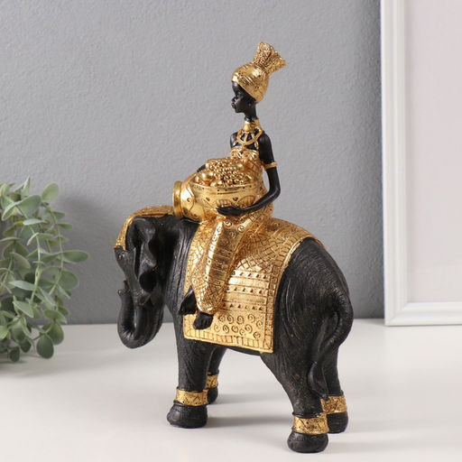 Фигурка полистоун «Африканка Рудо с дарами на слоне», 9.5×23×27.5 см