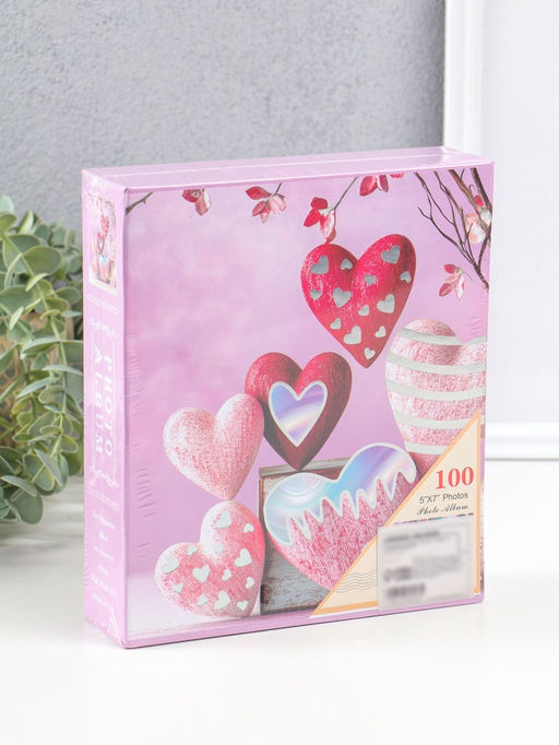 Фотоальбом на 100 фото 13×18 см «Бархатные сердца», в коробке, 5×18×20.5 см