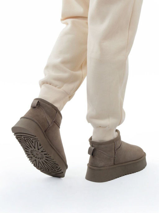 04-PF8520-6 KHAKI Угги женские (натуральная замша, 100% шерсть)