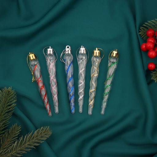 Ёлочные игрушки набор 6 шт. Сосулька Космин 11.51 см, прозрачный МИКС - Зимнее волшебство фото 4