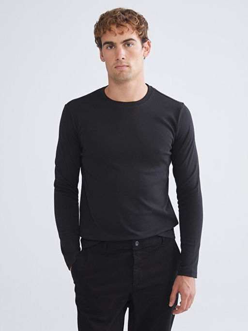 Bisiklet Yaka Uzun Kollu Erkek Sweatshirt