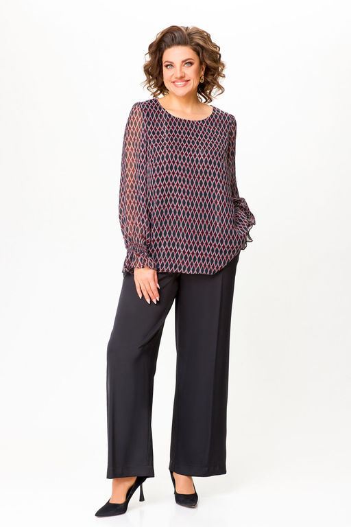 Блуза Swallow 803.2 черный+серебряный узор фото 739