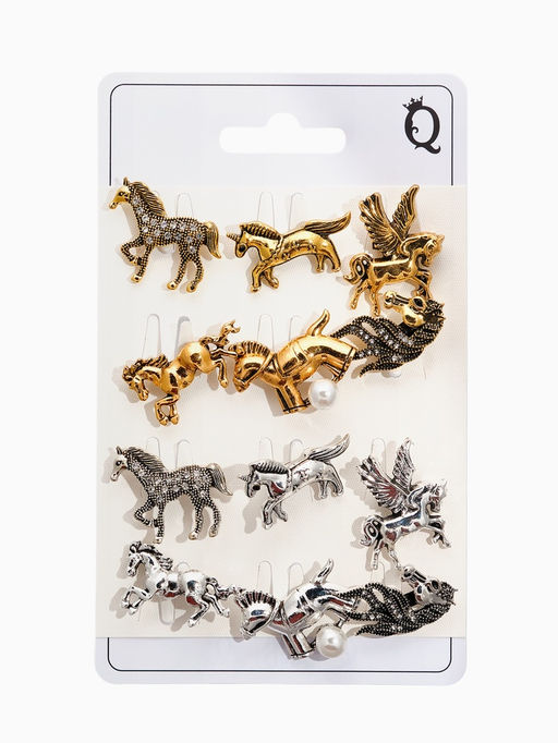 Цена за 12 шт. Брошь «Лошадь» микс форм, микс цвет