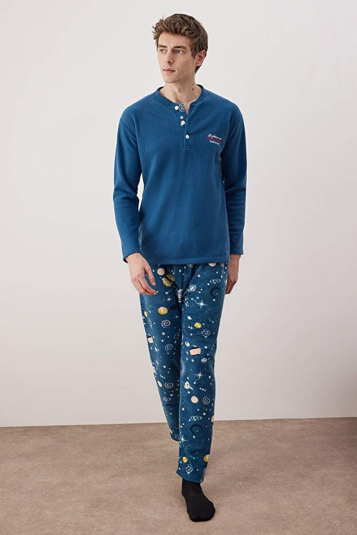 _ndigo Polar Yumu_ak Dokulu Nak__l_ _rme Pijama Tak_m_ TMNAW25PT00057 - Trendyolmilla фото 2