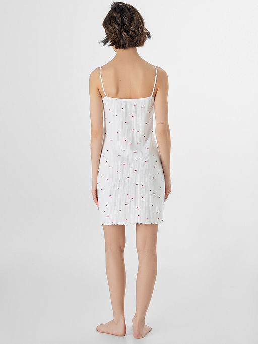 Сорочка ночная женская белая с принтом в сердечко - Mark formelle фото 2