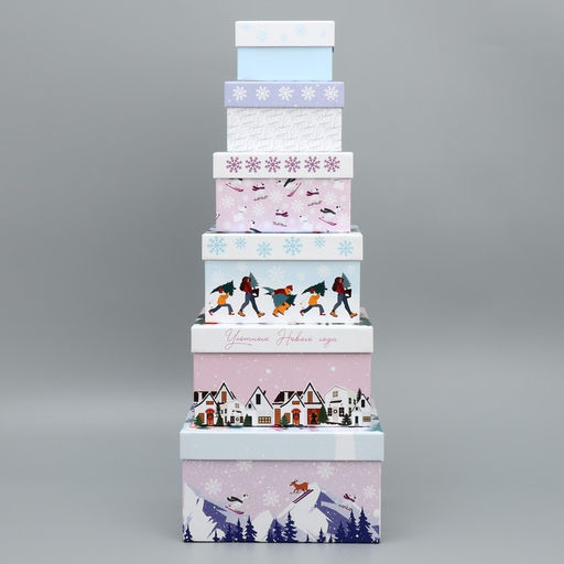 Набор подарочных коробк 6 в 1 С Новым годом, 10 10 6 20 20 11 см - Дарите счастье фото 23