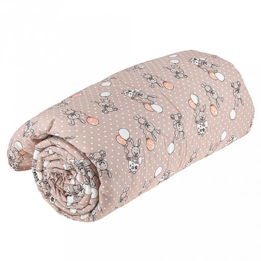 Одеяло 1,5 спальное "Зайчишки" беж 145х210см, теплое, наполнитель 300г/м2 - файбер высшего сорта, чехол бязь "Комфорт" 121г/м2 (хлопок 100%), стеганое, упаковка "Компакт" пакет ПВХ, еврослот, д25х55см/1кг, "Домашняя мода" (Россия)