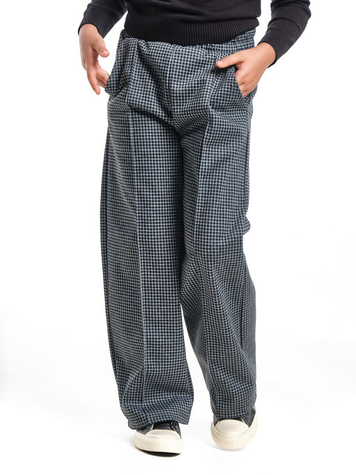 Брюки палаццо в клетку штаны для девочки детская одежда вещи 22-7859 черная клетка - Mini maxi фото 10