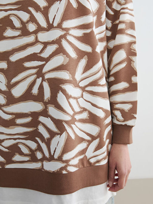 Bisiklet Yaka Desenli Kad?n Sweatshirt Tunik