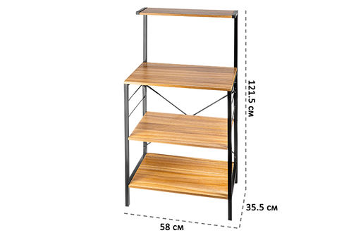 Подставка для микроволновой печи 58*35,5*121,5 см Черная с 4-мя полками из МДФ - Elan gallery фото 2