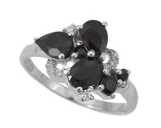 Кольцо из серебра сапфир, куб.циркон., Голландия