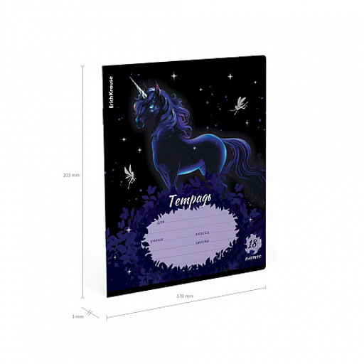 Цена за 10 шт. Тетрадь школьная ученическая ErichKrause Black Unicorn, 18 листов, клетка, выборочный УФ-лак (в плёнке по 10 шт.)_MIX-PACK  фото 10