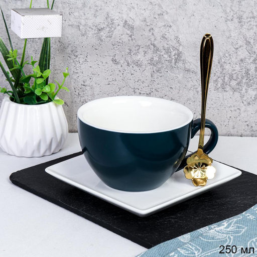 Чайная пара 250 мл с ложкой / HG-146 /уп 1/ подарочная упаковка